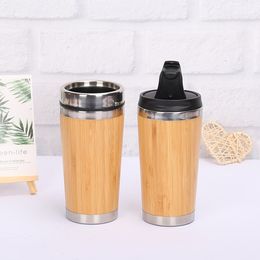 hot Bamboo vacuum cup Tumblers 304 Stainless Steel Inner Water Bottle car Travel Mugs Cups Reuseable For Coffee cup kitchenwareT2I5564
