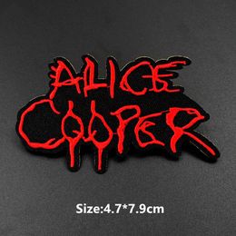 Alice Cooper Red Letters Patch Iron on Stickers Clothes Embroidered Badge Applique For Jacket jeans Costume Decoration