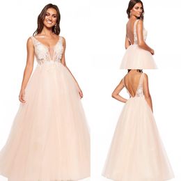 Modest A Line Rita Vinieris Bohemian Dresses Jewel Neck Sleeveless Tulle Lace Beads Crystal Wedding Gowns Floor Length robe de mariée