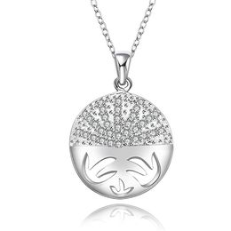 Plated sterling silver necklace 18 inches Round shape zircon pendant necklace DHSN549 Top 925 silver plate Pendant Necklaces Jewellery