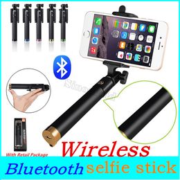 Universal Luxury Wireless Bluetooth Mini Selfie Stick Handheld Monopod Tripod for iphone Samsung Android IOS Phone Camera Selfie 100pcs DHL