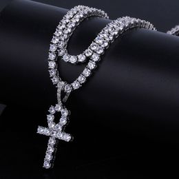 Iced Out Pendant Hip Hop Cuban Link Chain Designer Jewellery Diamond Necklace Micro Paved CZ Crystal Cross Pendant for Men Luxury Bling