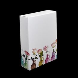 10Pcs White Kraft Paperboard Package Box with Vase Printing Mask Cosmetics Birthday Gifts Cards Packaging Paper Boxes