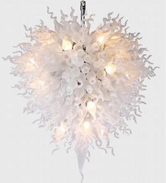 Wedding Decoration Lamps Large White Moroccan Crystal Chandeliers Hand Blown Glass Ceiling Decor Chandelier Light With LED Bulbs