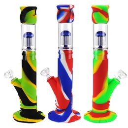 DHL Super thick glass bubbler water bongs silicone smoking pipe two in one Glass bong smoke filter hookah shisha oil rigs Water Pipes