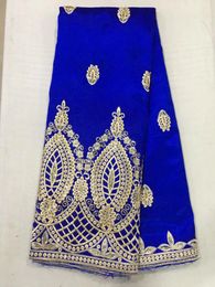 5Yards/pc Wonderful blue african cotton fabric french George lace fabric with gold sequins french lace fabric for clothes OG8-4