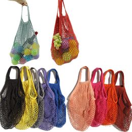 Fashion String Shopping Fruit Vegetables Grocery Bag Shopper Tote Mesh Net Woven Cotton Shoulder Bag Hand Reusable Grocery Bags DHL