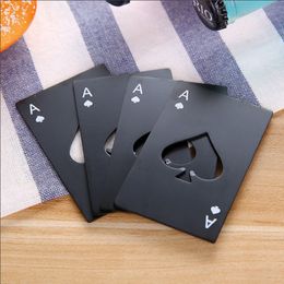 cards ace spades Canada - Wholesale New Stylish Black Beer Bottle Opener Poker Playing Card Ace of Spades Bar Tool Soda Cap Opener Gift Kitchen Gadgets Tools