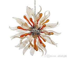 Modern Murnao Glass Chandelier Leave Shape Mini Hotel Decor Hand Blown Lighting