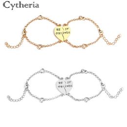 best friends bff Bracelets for 2 heart shape chain bracelet for women girls Stitching statement bracelet back to school jewelry