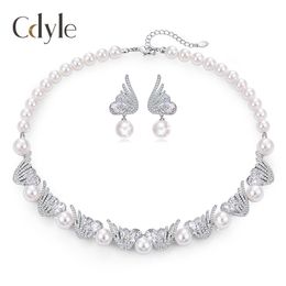 Fashion-Pearl necklace earnail set with Swarovski crystal jewelry