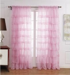 Sheer Curtains Finished super cute girl room bedroom Multi layer cake curtain Window Treatments Cakes skirt Integrated