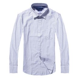 Fashion-0% Cotton Quality Solid Shirt Men Casual big shirt Shirts striped Oxford Dress Shirt Camisa Masculina