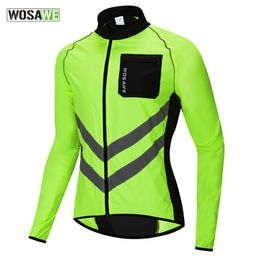 WOSAWE Men's Windbreaker Reflective Jacket Windproof Cycling Jacket Women Rainproof MTB Road Bicycle High Visibility Rain