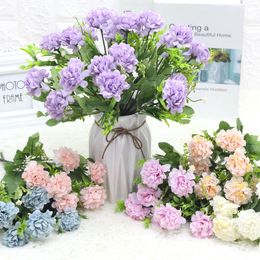 10Pcs 7 Heads Oil Painting Hydrangea Bunch Artificial Flowers Wedding Decor Silk Flower Decoration Home Display Hotel Photography Props