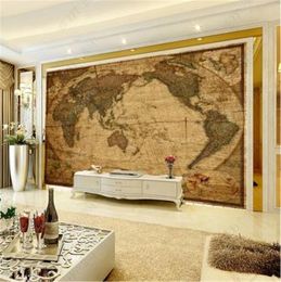 2019 New Wall Murals Wallpaper Vintage Wood Grain HD World Map Decoration Painting Simple Atmosphere Wall paper