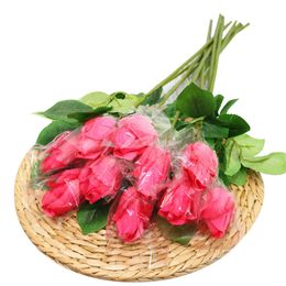 10pcs/lot single branch real touch rose bud simulation rose flower aritifical silk home decor wedding decoration flower