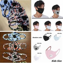 Ice Silk Breathing Valve Mask Adult Kids Anti-Dust Adjustable Face Masks Solid Camouflage Mask Washable Reusable Valve Masks GGA3539-5