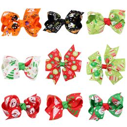 Baby Christmas Bow Barrettes 12 Design Cartoon Printed Hallween Hair Bows Kids Bow Headwear Baby Headbands Girls Hair Clips 062535494