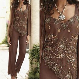 Classic Beads Mother of the Bride Pant Suits with Jackets Custom Made Wedding Guest Party Dress Vestidos De Novia