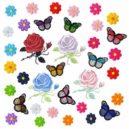 Icon Badges On Clothes Embroidery Butterfly Flower Animal Embroidery Sew On/Iron On Patch Embroidered DIY Fabric Applique