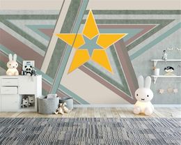 Custom 3d Geometric Wallpaper Simple Modern Geometric Cartoon Children's Room Premium Atmospheric Interior Decoration Wallpaper