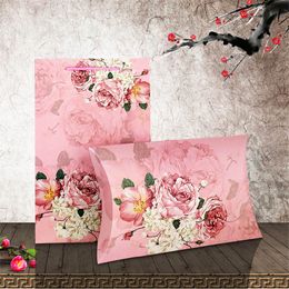 large Peony flower box With bag gift box large kraft pillow boxes for scarf packaging, pillow shape gift boxes for wedding LX1170