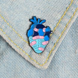 Brooches Pins for Women Cute Small Funny Blue Heart Enamel Female Demin Shirt Decor Fashion Jewellery Brooch Pin Metal Kawaii Badge