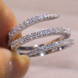 Wholesale- Arrival Classical Jewellery Pure 100% 925 Sterling Silver Pave White Sapphire CZ Diamond Women Wedding Bridal Ring For Lovers' Gift