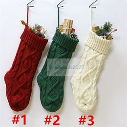 Christmas Stockings Socks Knit Santa Claus Candy Gift Bag Xmas Tree Hanging Ornament Decoration For Home