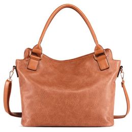 HBP Ladies handbag shoulder messenger bag fashion large-capacity PU leather simple wild trend brown