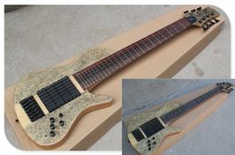 Rosewood Fingerboard 24 Frets 6/7 Strings Neck-thru-body Electric Bass Guitar with Bird-eye Wood Veneer,Black Hardware