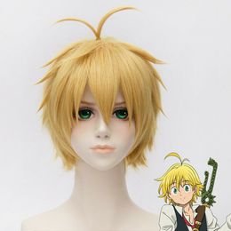 Wholesale free shipping >>>>The Seven Deadly Sins Meliodas Dragon's Sin of Wrath Short Blonde Cosplay Wig