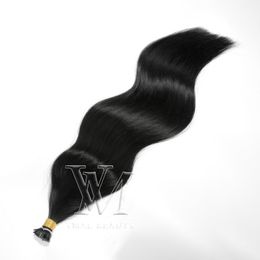 1g strand 100g Pre-bonded Natural Black Brazilian Straight Keratin Single Double Drawn I tip Remy Virgin Human Hair Extensions