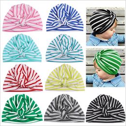 Baby India Hats Newborn Striped Knotted Beanie Toddle Bowknot Skull Capes Maternity Boutique Spring Hat Street Fashion Cap Accessories B7284