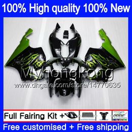 Body For KAWASAKI ZX-7R 1996 1997 1998 1999 2003 Green flames 203MY.51 ZX-750 ZX 7 R ZX 750 ZX750 ZX 7R ZX7R 96 97 98 99 00 01 02 03 Fairing