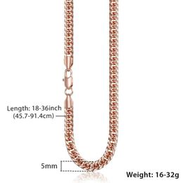 585 Rose Gold Necklace Curb Cuban Link Chain Necklace for Womens Girls Fashion Trendy Jewelry Gifts Party Gold 22 26 inch GN162281N