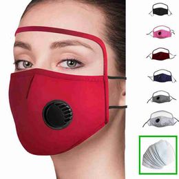 2 In 1 Face Mask With Eye Shield Dustproof Washable Cotton Valve Mask Cycling Reusable Face Mask Protective Face Shield ZZA2369a