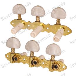 2Pcs/set Golden Classical Guitar String Tuning Pegs Keys Tuners Machine Heads With Half round White Pearl Tip guitar accessories