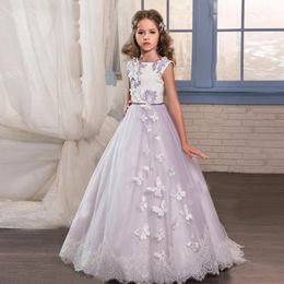 Gorgeous New Princess Flower Girls Dresses Spaghetti Straps Appliques Tiered Skirts Fuffles For Weddings Kids First Communion Dress