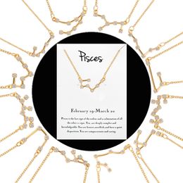 12 Collane con carte segno zodiacale per donna Uomo Constellation Ciondolo a forma di oroscopo Catene in argento dorato Regalo di gioielli di moda