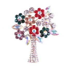 New Christmas Tree Brooches For Women Vintage Multi-Colored Christmas Tree Rhinestone Brooch Pin Wedding Party Jewellery