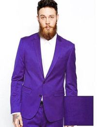 Purple Men Wedding Tuxedos Notch Lapel Slim Fit Groom Tuxedos Excellent Men Blazer 2 Piece Suit Prom/Dinner Jacket(Jacket+Pants+Tie) 2556