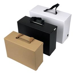 Environmentally Friendly Kraft Paper Gift Box Black/Brown Foldable Carton Packaging Box Suitable For Clothes Shoes LZ1940