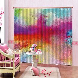 Blackout 3d Window Curtain Brilliant Colours Dotted Oil Painting Beautiful And Practical 3d Digital Printing Curtains