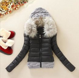 Fashion- Fur Collar Down Jacket 2017 Women Winter Thickening With A Hood Short Design Wadded Coat Cotton-paddedMX190822