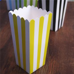 6pcs Popcorn box colorful chevron stripes dot Gold Gift Box Party Favour Wedding corn kid party decoration bags loot