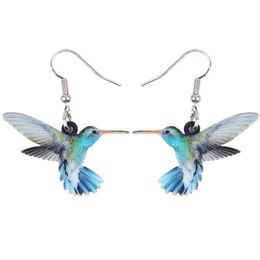 Acrylic Flying Voilet Sabrewing Hummingbird Bird Earrings Dangle Drop Fashion Animal Jewelry For Women Girls Kids
