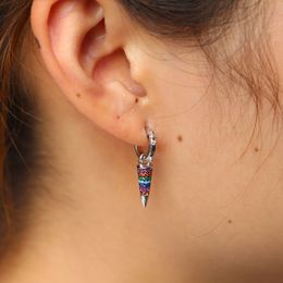 Fashion- Jewellery design Coloured cz 2018 summer beach tiny spikes punk elegance multi Colour stone spike dangle fashion earring