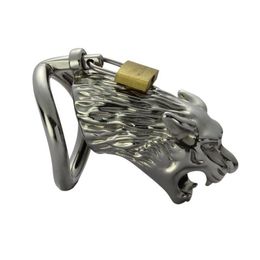 Tiger head Modelling Male Chastity Devices Belt Stainless Steel Cage Cock Lock #R45